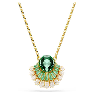 Idyllia pendant, Mixed cuts, Shell, Green, Gold-tone plated - Swarovski, 5709377