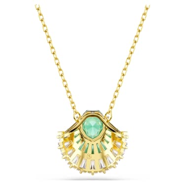 Obesek Idyllia, Mešani rezi, Školjka, Zelen, V videzu 18-karatnega zlata - Swarovski, 5709377