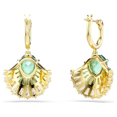 Idyllia drop earrings, Mixed cuts, Shell, Green, Gold-tone plated - Swarovski, 5709378