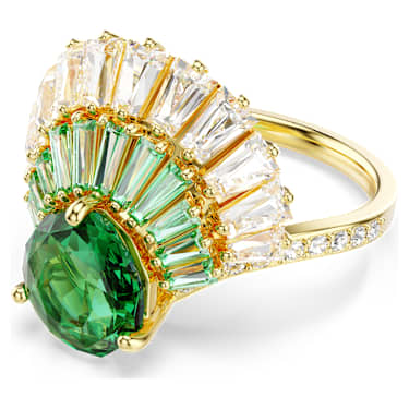 Idyllia ring, Mixed cuts, Shell, Green, Gold-tone plated - Swarovski, 5709380