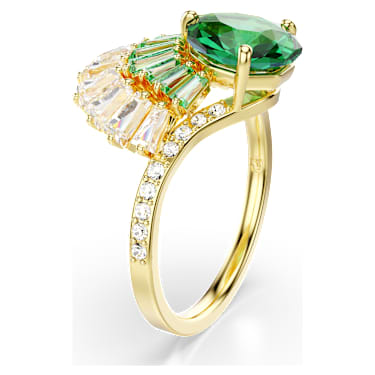 Idyllia ring, Mixed cuts, Shell, Green, Gold-tone plated - Swarovski, 5709380