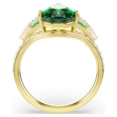 Idyllia ring, Mixed cuts, Shell, Green, Gold-tone plated - Swarovski, 5709380
