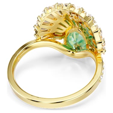 Idyllia ring, Mixed cuts, Shell, Green, Gold-tone plated - Swarovski, 5709380