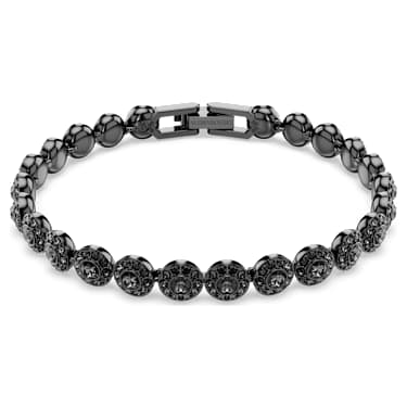 Una Angelic bracelet, Round cut, Black, Ruthenium plated - Swarovski, 5709411