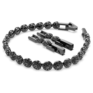 Una Angelic bracelet, Round cut, Black, Ruthenium plated - Swarovski, 5709411