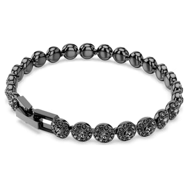 Una Angelic bracelet, Round cut, Black, Ruthenium plated - Swarovski, 5709411