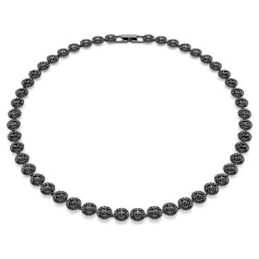 Una Angelic necklace, Round cut, Black, Ruthenium plated - Swarovski, 5709412
