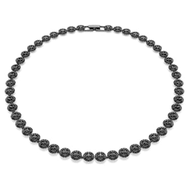 Una Angelic necklace, Round cut, Black, Ruthenium plated - Swarovski, 5709412