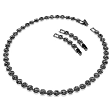 Una Angelic necklace, Round cut, Black, Ruthenium plated - Swarovski, 5709412