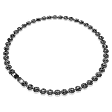 Una Angelic necklace, Round cut, Black, Ruthenium plated - Swarovski, 5709412