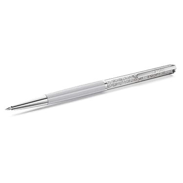 Crystalline Silk ballpoint pen, Gray, Gray lacquered, Chrome Plated - Swarovski, 5709613