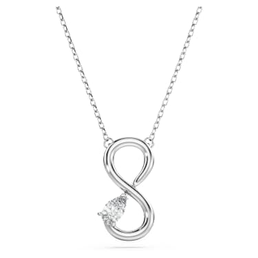 Eternity pendant, Lab-grown diamonds 0.2 ct tw, Pear shape, Infinity, 18K white gold - Swarovski, 5709796