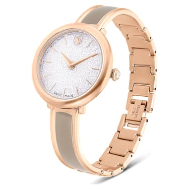 Reloj Crystalline Bangle, Fabricado en Suiza, Brazalete de metal, Beige, Acabado tono oro rosa - Swarovski, 5709814