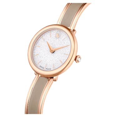 Reloj Crystalline Bangle, Fabricado en Suiza, Brazalete de metal, Beige, Acabado tono oro rosa - Swarovski, 5709814