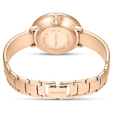 Reloj Crystalline Bangle, Fabricado en Suiza, Brazalete de metal, Verde, Acabado tono oro rosa - Swarovski, 5709816