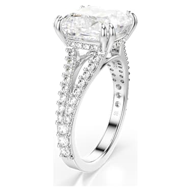 Stilla ring, Square cut, White, Silver-tone finish - Swarovski, 5709904