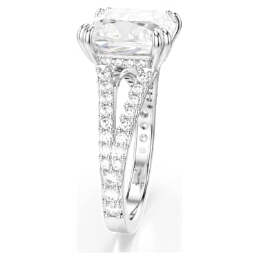Stilla ring, Square cut, White, Silver-tone finish - Swarovski, 5709904