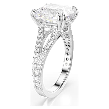 Koktajl prstan Stilla, Kvadratni rez, Pavé, Bel, Prevleka iz rodija - Swarovski, 5709905