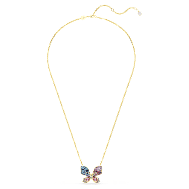 Obesek in broška Idyllia, Mešani rezi, Pavé, Metulj, Večbarvna, V videzu 18-karatnega zlata - Swarovski, 5709951