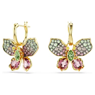 Pendientes Idyllia, Tallas mixtas, Pavé, Mariposa, Multicolores, Baño tono oro - Swarovski, 5709953
