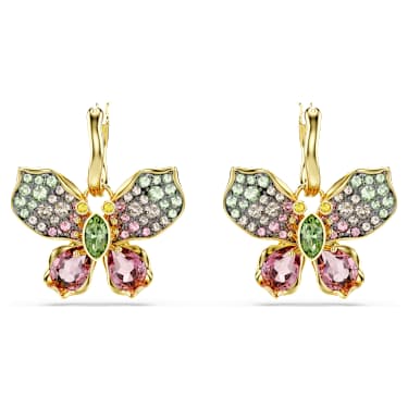 Idyllia ドロップピアス, クローバー, グリーン, ゴールドトーン・プレーティング | Swarovski