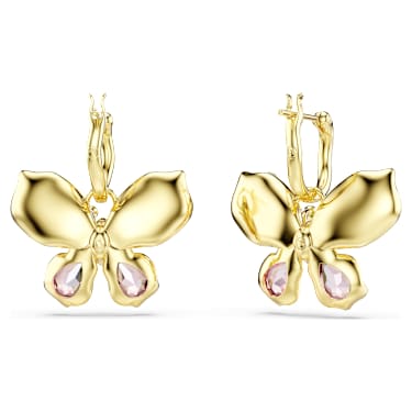 Idyllia 드롭 이어링, 믹스 컷, 파베, 나비, 멀티컬러, 18K 골드 피니시 - Swarovski, 5709953