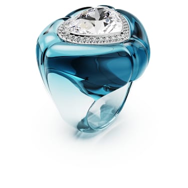 Anello cocktail Dulcis, Taglio Heart, Pavé, Cuore, Blu - Swarovski, 5709964