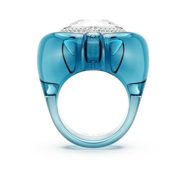 Dulcis cocktail ring, Heart cut, Pavé, Heart, Blue | Swarovski