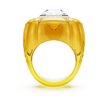 Dulcis cocktail ring, Cushion cut, Pavé, Yellow - Swarovski, 5709974