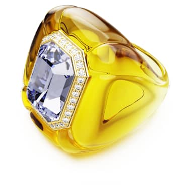 Dulcis cocktail ring, Cushion cut, Pavé, Yellow | Swarovski