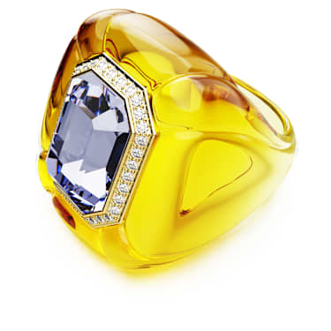 Dulcis cocktail ring, Cushion cut, Pavé, Yellow | Swarovski