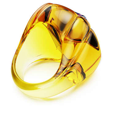 Dulcis cocktail ring, Cushion cut, Pavé, Yellow | Swarovski