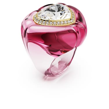 Dulcis cocktail ring, Heart cut, Pavé, Heart, Pink | Swarovski