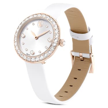 Reloj Matrix Tennis, Fabricado en Suiza, Correa de piel, Blanco, Acabado tono oro champán - Swarovski, 5710103