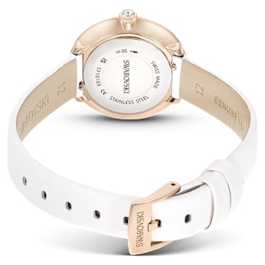 Reloj Matrix Tennis, Fabricado en Suiza, Correa de piel, Blanco, Acabado tono oro champán - Swarovski, 5710103