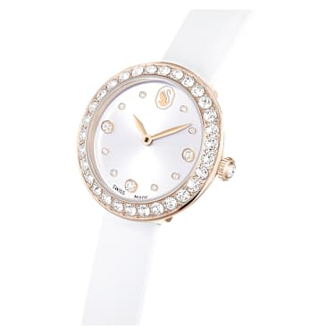 Reloj Matrix Tennis, Fabricado en Suiza, Correa de piel, Blanco, Acabado tono oro champán - Swarovski, 5710103