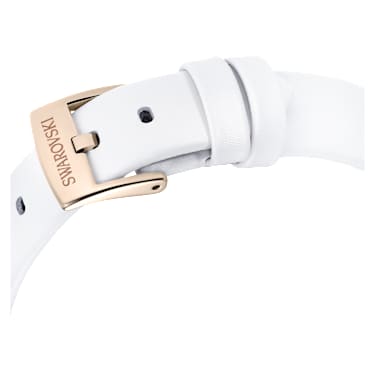 Matrix Tennis watch, Swiss Made, Leather strap, White, Champagne gold-tone finish - Swarovski, 5710103
