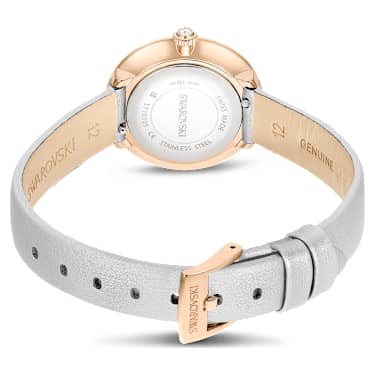 Matrix Tennis 워치, 스위스 메이드, 레더 스트랩, 그레이, 로즈 골드 톤 피니시 - Swarovski, 5710105