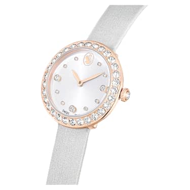 Matrix Tennis 워치, 스위스 메이드, 레더 스트랩, 그레이, 로즈 골드 톤 피니시 - Swarovski, 5710105