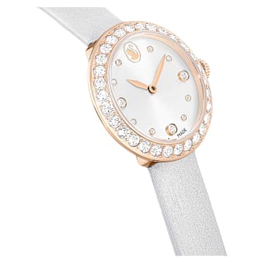 Matrix Tennis 워치, 스위스 메이드, 레더 스트랩, 그레이, 로즈 골드 톤 피니시 - Swarovski, 5710105