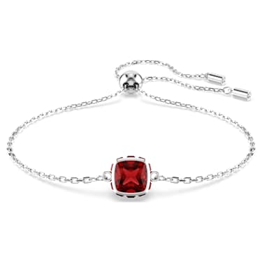 Bransoletka Birthstone, Szlif kwadratowy, Styczeń, Czerwona, Powłoka z rodu - Swarovski, 5710514