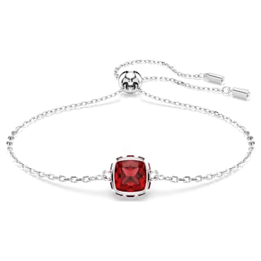 Bransoletka Birthstone, Szlif kwadratowy, Styczeń, Czerwona, Powłoka z rodu - Swarovski, 5710514