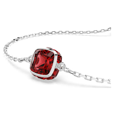 Bransoletka Birthstone, Szlif kwadratowy, Styczeń, Czerwona, Powłoka z rodu - Swarovski, 5710514