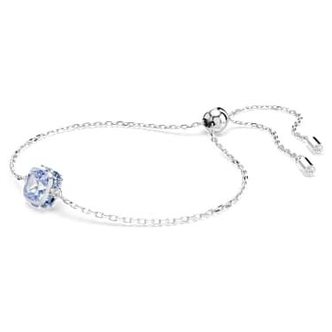 Birthstone bracelet, Square cut, March, Blue, Rhodium plated - Swarovski, 5710515