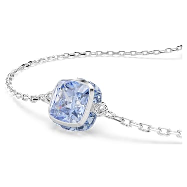 Birthstone bracelet, Square cut, March, Blue, Rhodium plated - Swarovski, 5710515