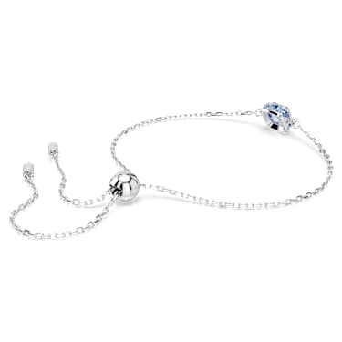 Birthstone bracelet, Square cut, March, Blue, Rhodium plated - Swarovski, 5710515