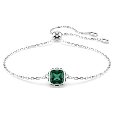 Birthstone bracelet, Square cut, May, Green, Rhodium plated - Swarovski, 5710516