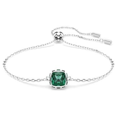 Birthstone bracelet, Square cut, May, Green, Rhodium plated - Swarovski, 5710516