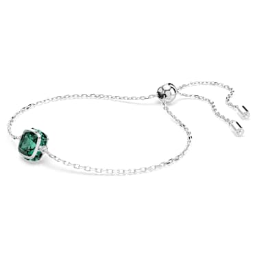 Birthstone bracelet, Square cut, May, Green, Rhodium plated - Swarovski, 5710516