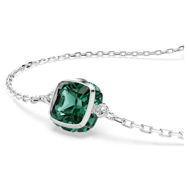 Birthstone bracelet, Square cut, May, Green, Rhodium plated - Swarovski, 5710516